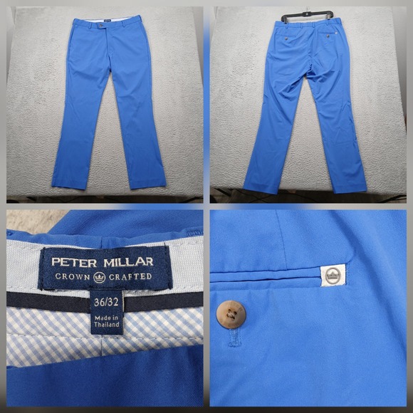 Peter Millar Crown Crafted Pants Men's 36x32 Blue Luxury Performance Chino